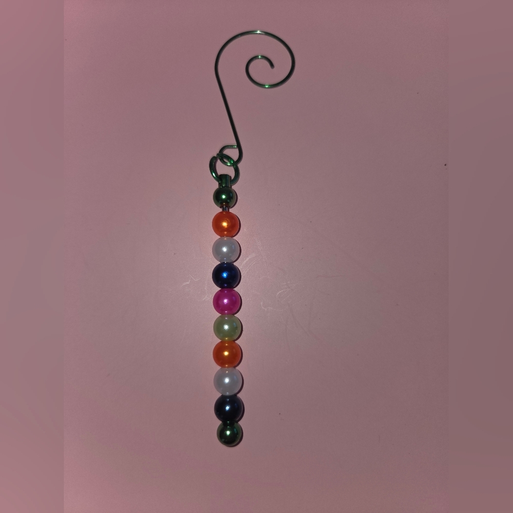 Colorful Beaded Holiday Ornament Handmade